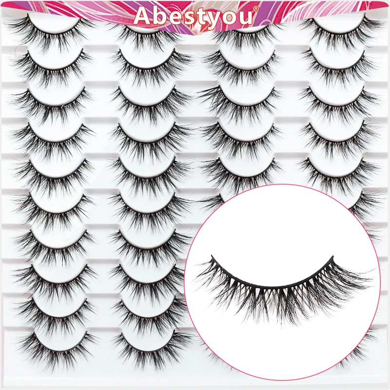 Abestyou Micro 5 Magnets Natural Long 3pairs False Mink Magnetic Lashes With Eyeliner Tweezers Eyelashes Holder Makeup Kits fake eyelashes