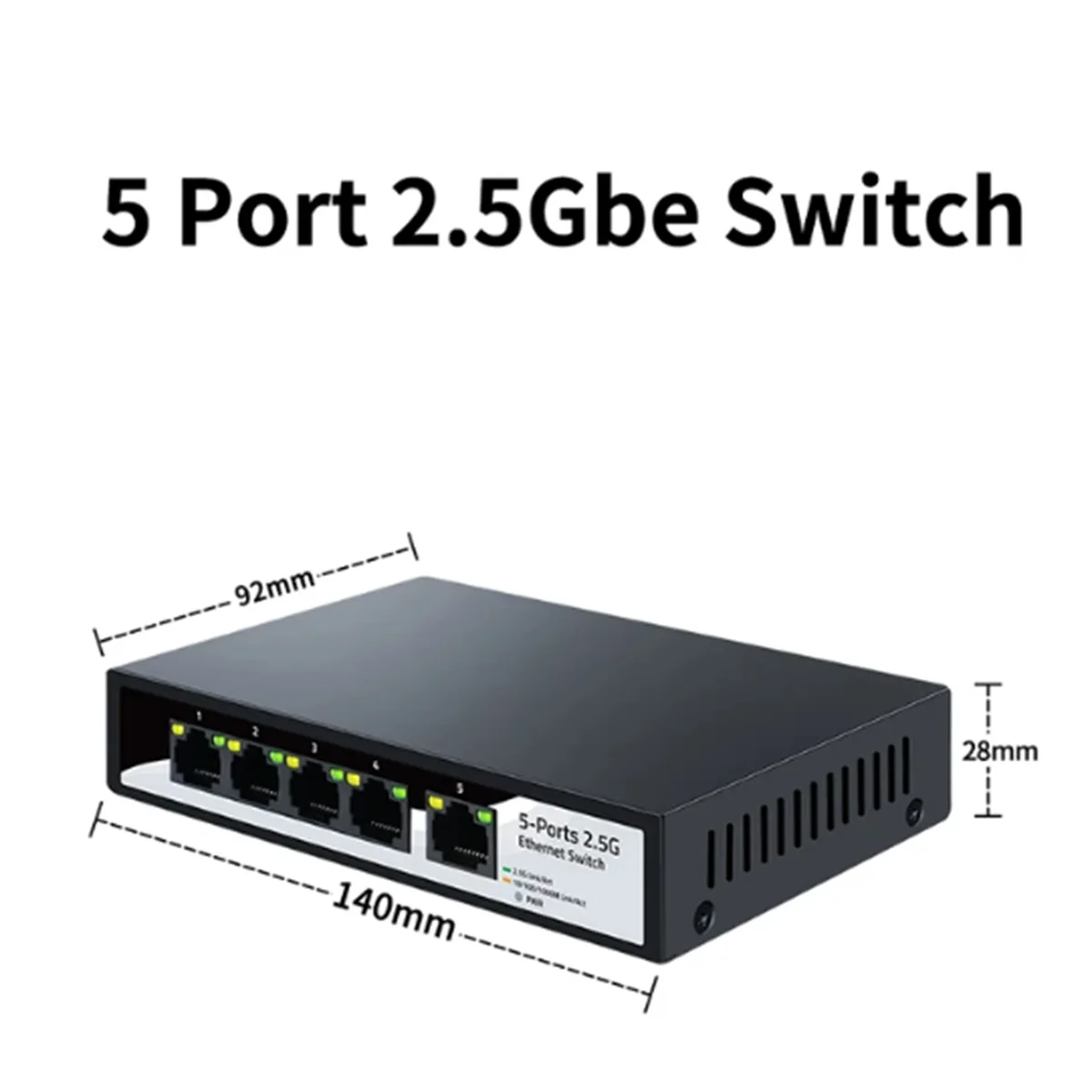 2.5GbE Ethernet Switch 5 Port 2.5G Network Switch Fanless Small Home Lab Setup Unmanaged Plug and Play EU Plug&mdash;AA56