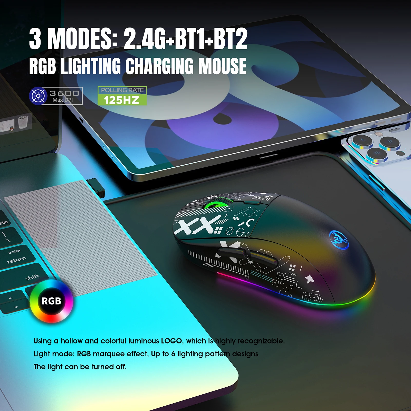 Hxsj Wired Membrane Keyboard And 2.4g Wireless Gaming Mouse Combo_voghion.com