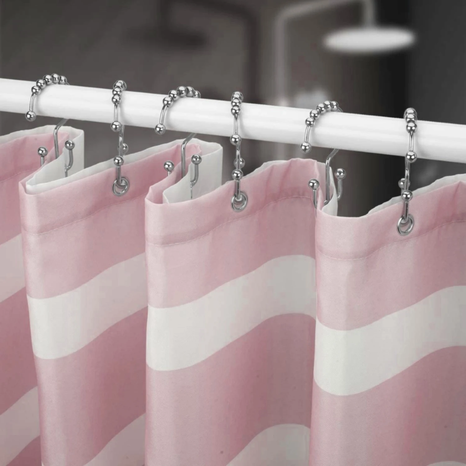 5pcs Stainless Steel Double Glide Shower Curtain , Rust-Resistant Bead Roller Shower Rings, For Bathroom Curtain, Heavy-Duty, Ea