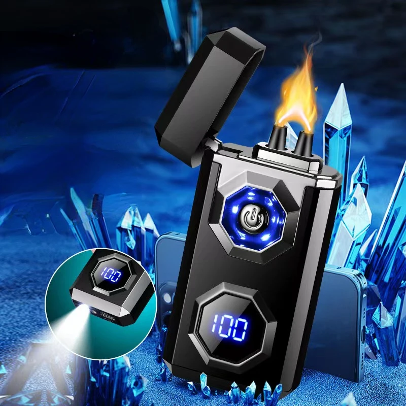 

Новинка высокомощная ветрозащитная зажигалка с дисплеем зажигания цифровой индикатор питания Зажигалка типа с Быстрая зарядка с фотографией