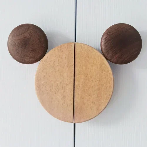 Maniglie Per Mobili A Forma Di Mickey - In Legno Naturale, Set Da 12, Per Cucina E Camera - Foto 9