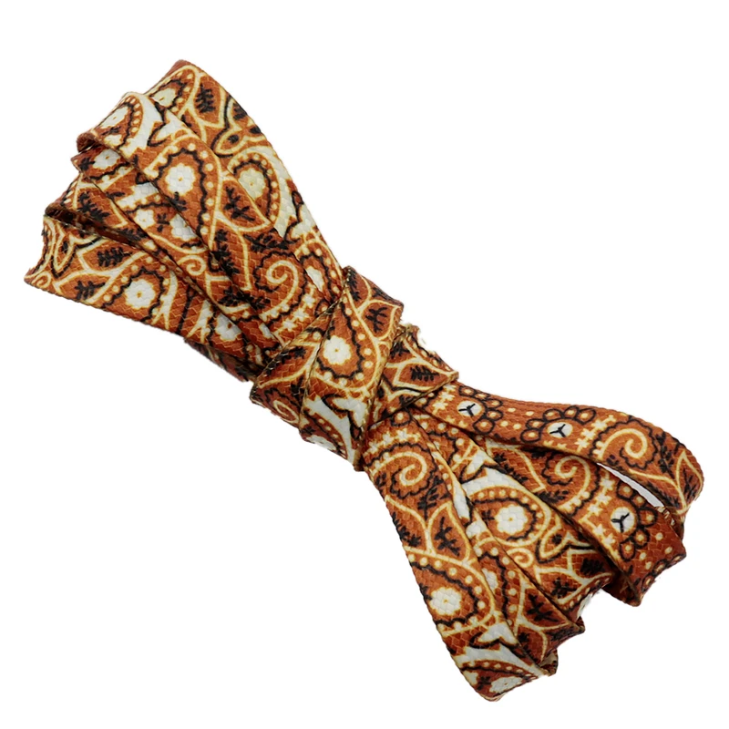 Weiou Shoe Accessory Brown Snake Pattern 7MM Flat Shape Wide Natural Off-road Shoe Laces Men Women Sneaker Easy Wearing Cordons