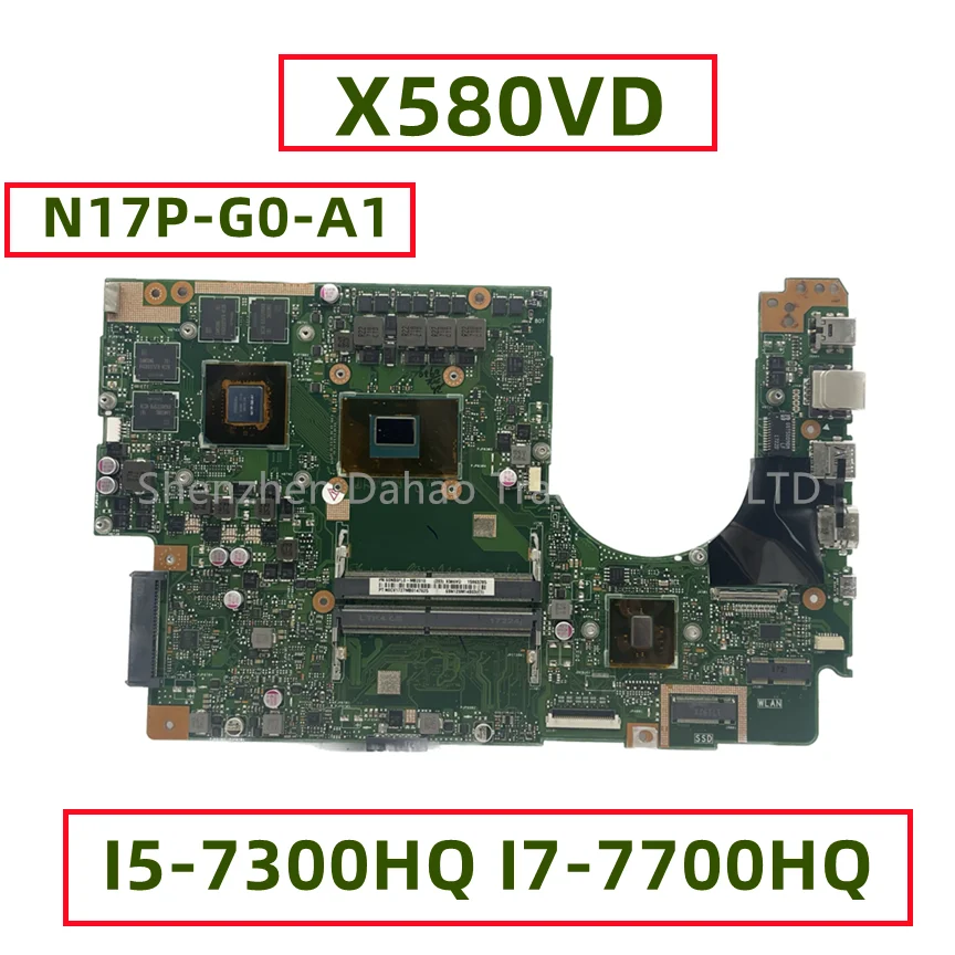For ASUS Vivobook N580V NX580V FX580V M580V X580VD Laptop Motherboard With I5-7300HQ I7-7700HQ CPU GTX1050 2GB GPU Fully Tested