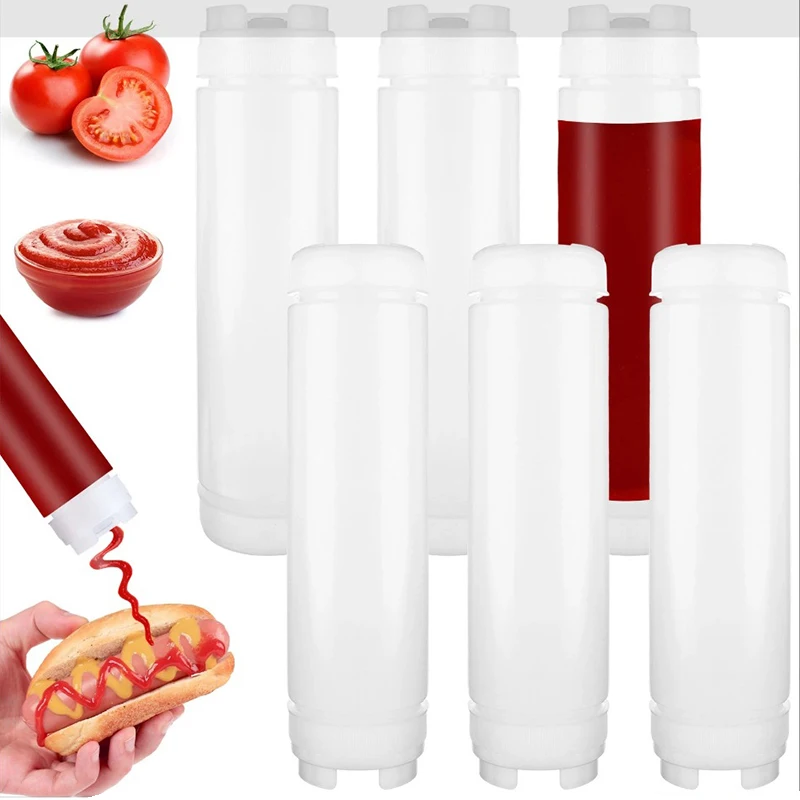 Sauce Dispenser Big Capacity Plastic Squeeze Bottles Double Head Kitchen Tools Tomato Catchup