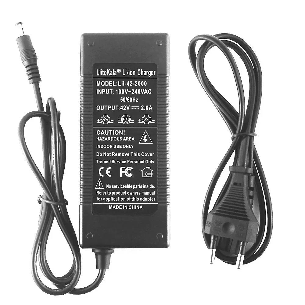 LiitoKala 10S 36V/42V 2A 18650 Charger 100-240V Input Lithium Li-ion Charger For 36V Electric Bike Two-wheel Vehicle 1-5pcs