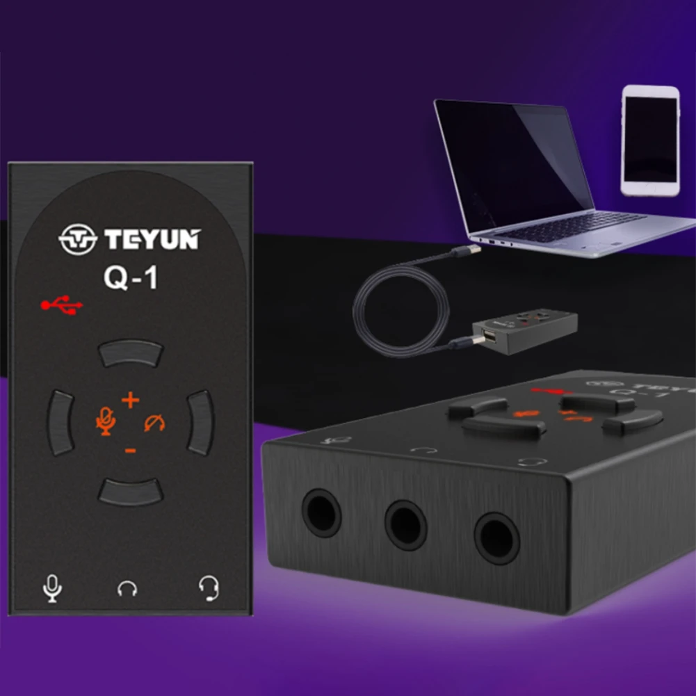 TEYUN Q1 게임 사운드 카드 USB7.1 오디오 3.5Mm 마이크 어댑터 사운드 카드 16BIT/48KHZ PC 노트북 휴대 전화 헤드셋 용