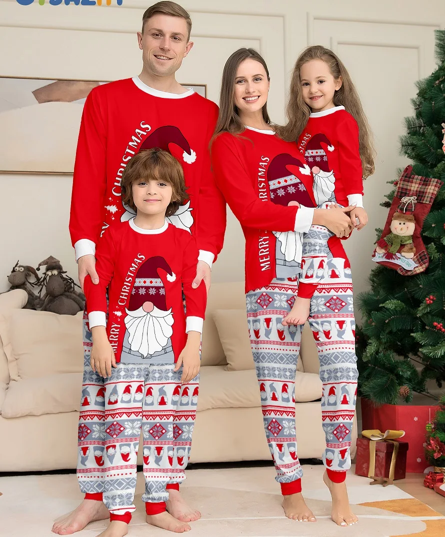 thumbnail image 4 of Pijamas familiares a juego para Navidad 2025, estampado de Papá Noel, carta de Feliz Navidad, pijama para papá, madre e hija, mono para bebé, ropa para perros, 4 of 5
