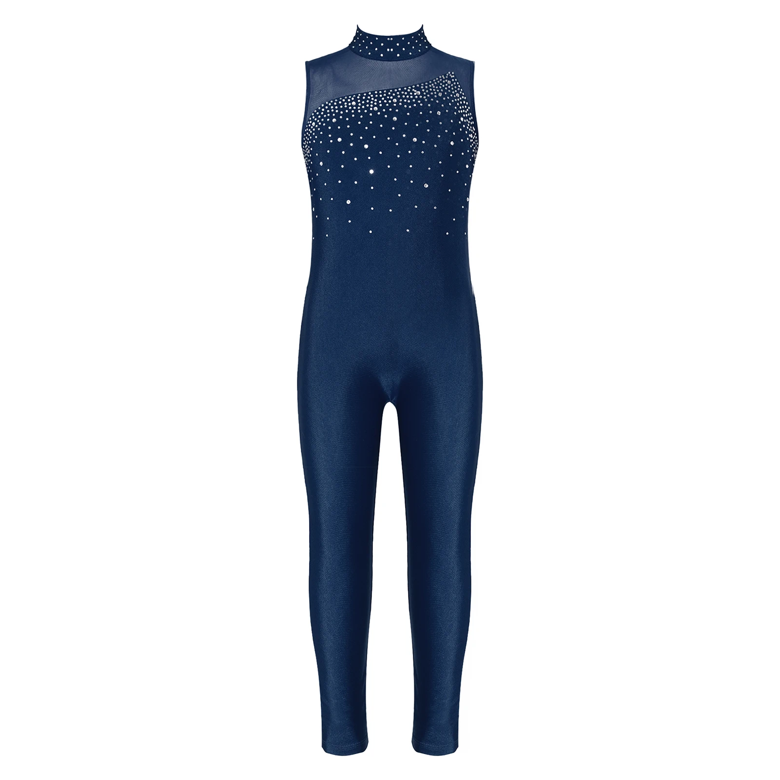 Kids Sleeveless Rhinestone Ballet Leotards Bodysuit Gymnastics Jumpsuit For Girls Children Figure Ice Skating Jumpsuits Unitard children dance leotards,gymnastics unitard