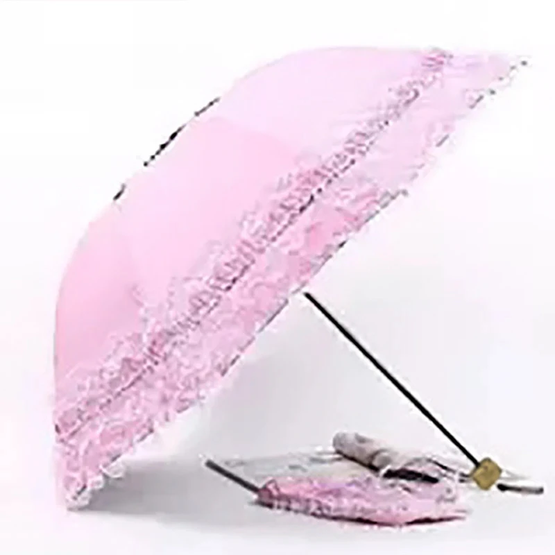 Lace Women Rain Umbrella Sun Paraguas mujer Black Parasol Folding Princess guarda chuva invertido UV Protection Decoration folding umbrella lace umbrella