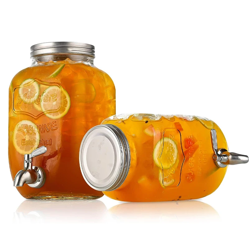 3L glazen drankdispenser met kraan, hoogwaardige glazen 3L glazen drankdispenser met kraan, hoogwaardige glazen