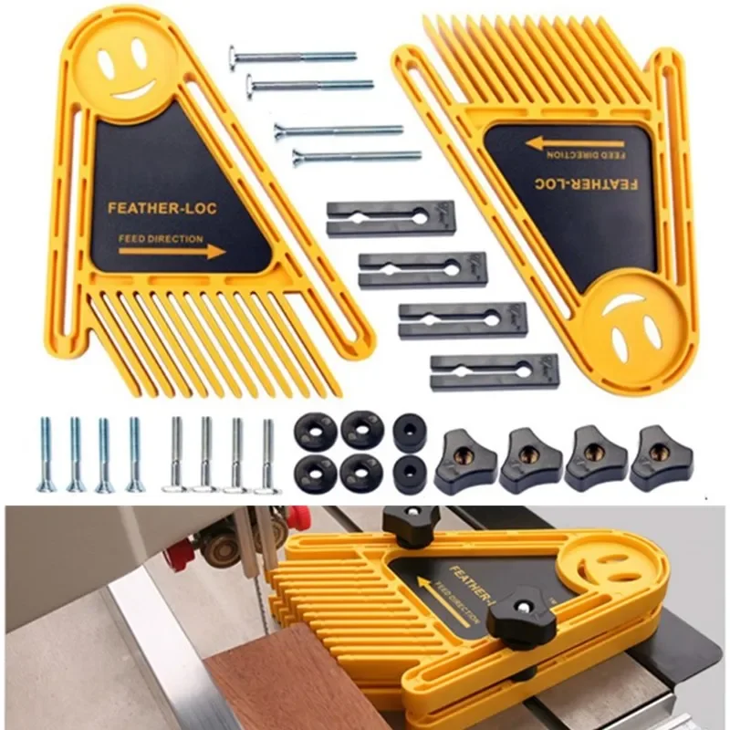 フェザーロックボードセット テーブル用 木工のこぎり 彫刻機 ダブルフェザーボード マイターゲージ 木工用 木工用フェザーボード2点セット 調節可能な木工安全装置テーブルソー 固定