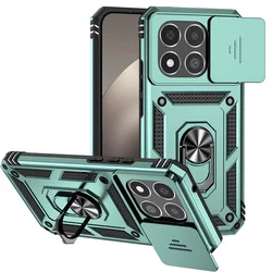 Enhanced Armor Phone Case with Magnetic Holder and Lens Protection for Xiaomi 15T (Green)