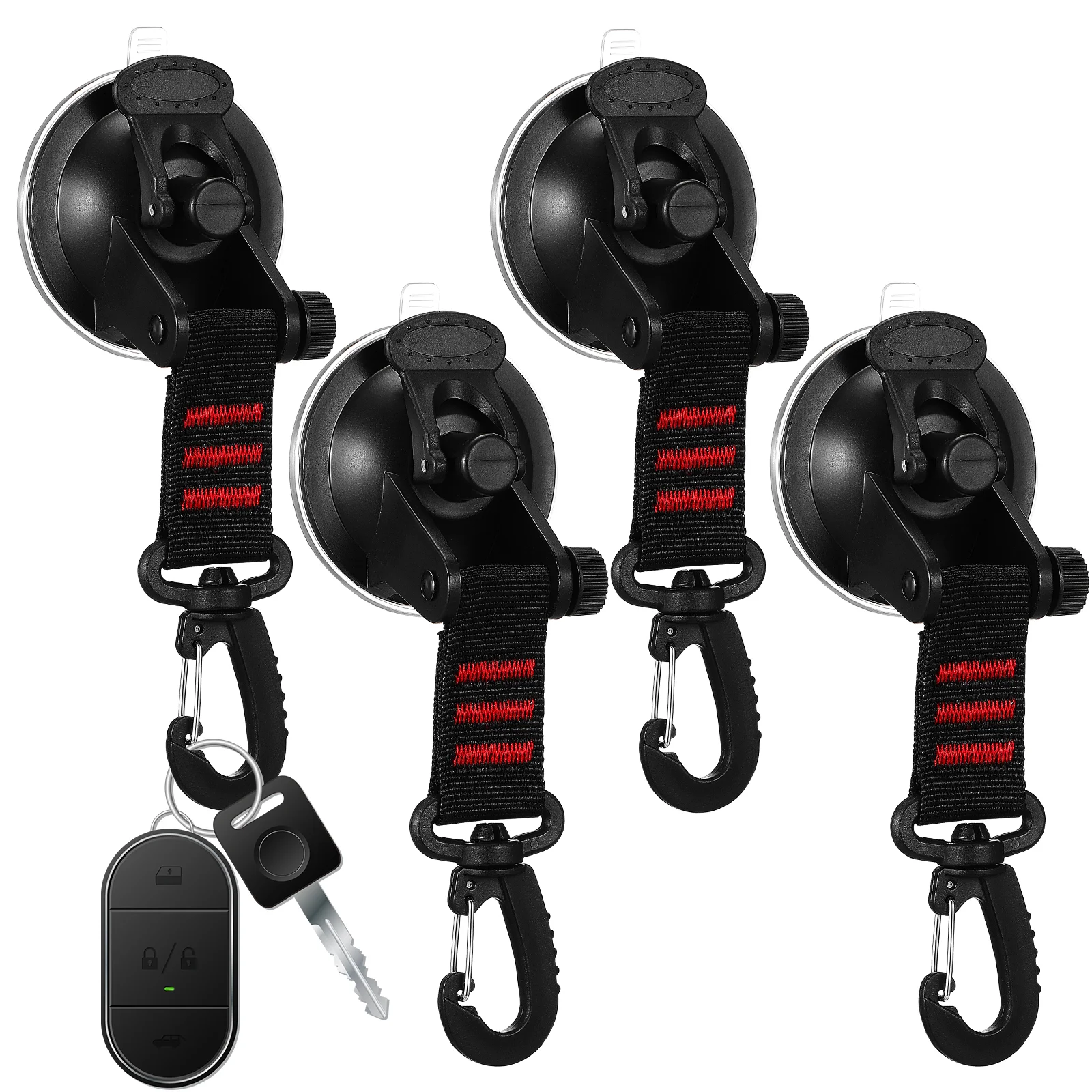 

4 Pcs Suction Cup Hook Swivel Red Pack Hooks Heavy Duty Cups for Glass Window Bathroom Abs Clip Shower Camper Van Accessories