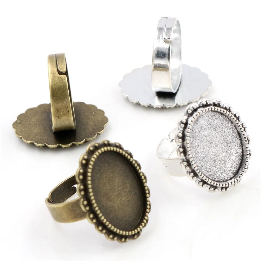 Fit 13x18mm 5 stücke Bronze Antike Silber Überzogene Farbe Oval Einstellbare Ring Einstellungen Blank/Basis, fit 13x18mm Glas Cabochon