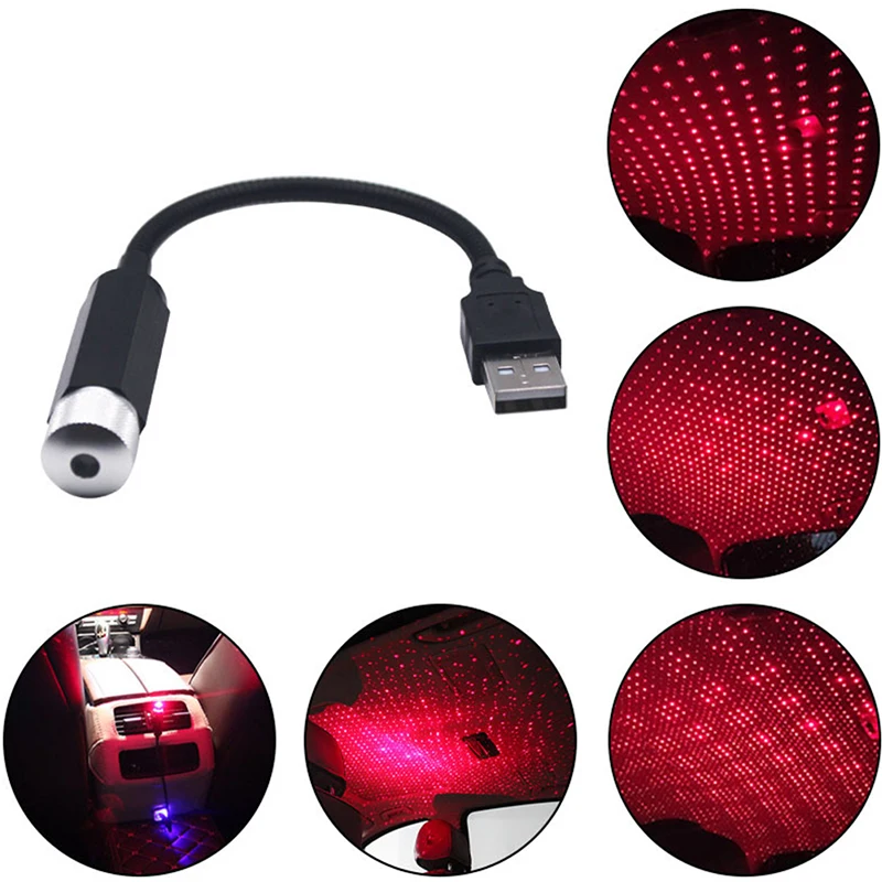 

20.8cm USB Starry Sky Lamp Car Atmosphere Light Decoration Star Ceiling Projection Lamp USB Car Ambient Light Red Light