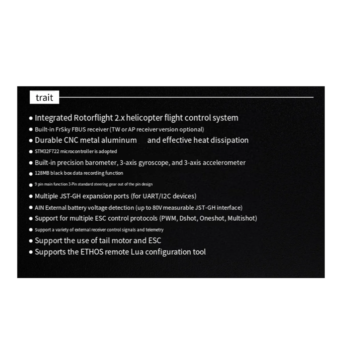 FRSKY VANTAC RF007 FBL 헬리콥터 비행 제어 모듈 향상된 비행 역학을 위한 고급 안정화 시스템 RF007 Archer+