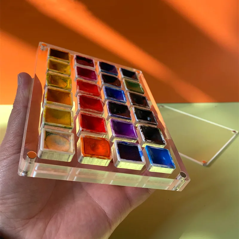 Paint tray color palette watercolor palette Empty acrylic watercolor box palette 24/36 grid portable paint tray dust-proof magnetic transparent box art supplies