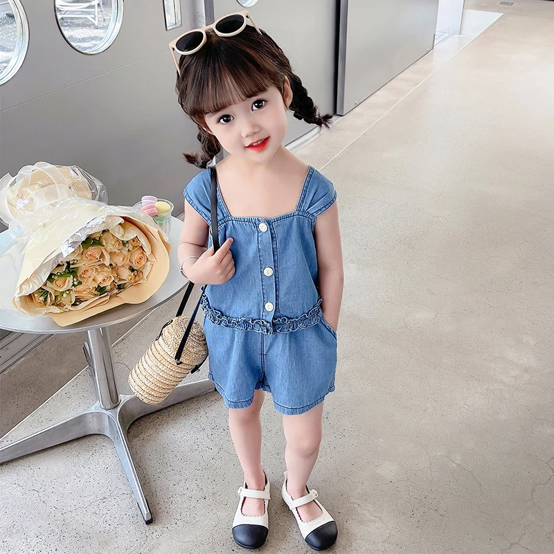 

Baby Girls Summer Clothing Sets Children Denim Lace Tops Shorts 2 Pcs Princess Costumes Kids Clothes Infant Outfits 1-6 Years