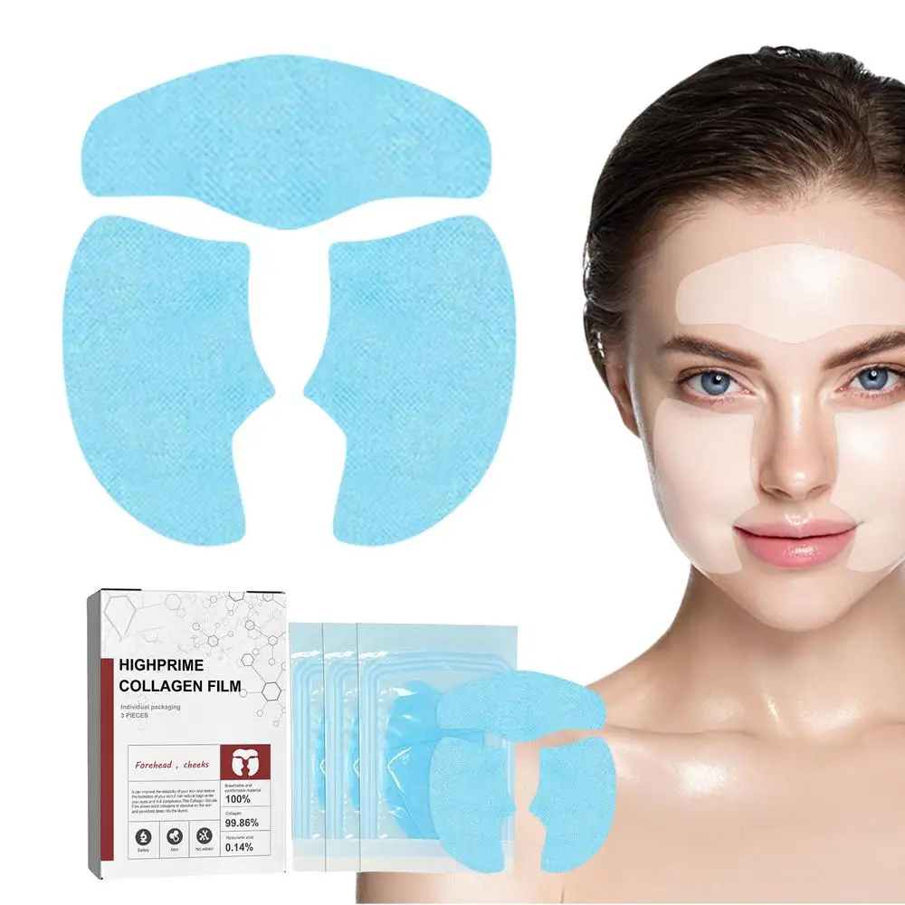 3pcs Face Brightening Patches Anti Aging Face Mask Collagen Soluble Film Eye Patches Korea Collagen Soluble Patches cheek patche