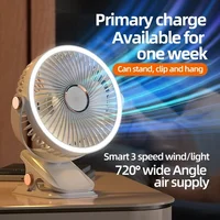Camping Fan8000mAh Rechargeable Desktop Portable Air Circulator Wireless Ceiling Electric Fan With LED Light Clip-on Home Fan 1