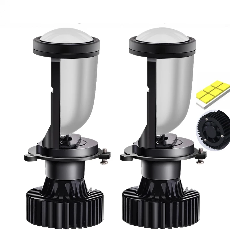 Faros LED Y7 H4 de alta potencia, 120W, Mini lente de proyector H4