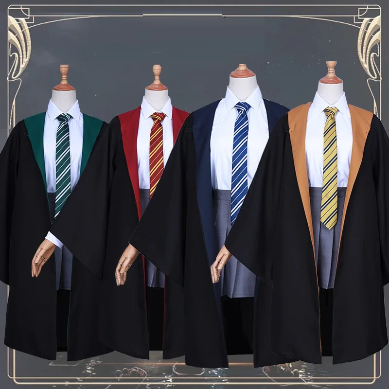 Hermione Hogwarts Costume Porter Robe Gryffindor Mantello Gonna Maglione Cravatta Slytherin Malfoy Ron Party School Uniform Accessori