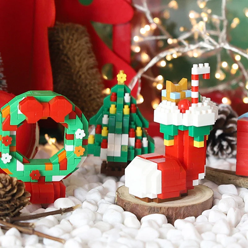 Рождественские блоки Bluilding, микро рождественские игрушки для детей старше 9 лет, DIY головоломка, Санта-Клаус, блочные куклы, игрушка