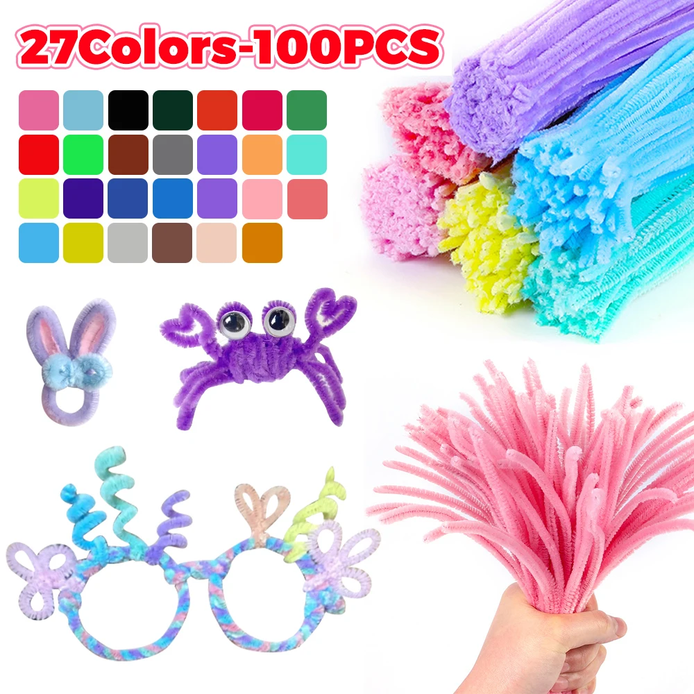 Educational Toys 100pcs DIY Chenille Stems Wire Pipe Cleaners Children Creative Hobby Material Handmade Craft Supplies
