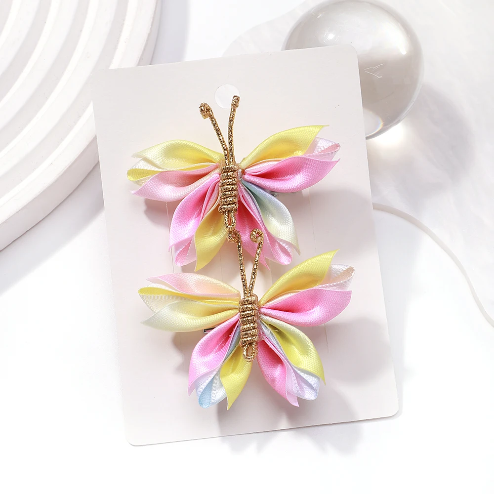 Hair Accessories 2Pcs/Set Fashion Colorful 3inch Butterfly Clips Cute Hairpins for Women Girls Chirldren Sweet Ornament Headwear