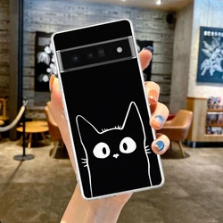 Adorable Cartoon Black Cat Soft Silicone Clear Phone Case - Pixel 6 (B7)