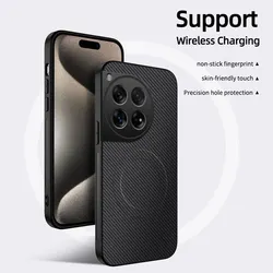 Magnetic Carbon Fiber Texture Protective Phone Case with PC Back Cover for OnePlus Nord CE4 Lite (Black)