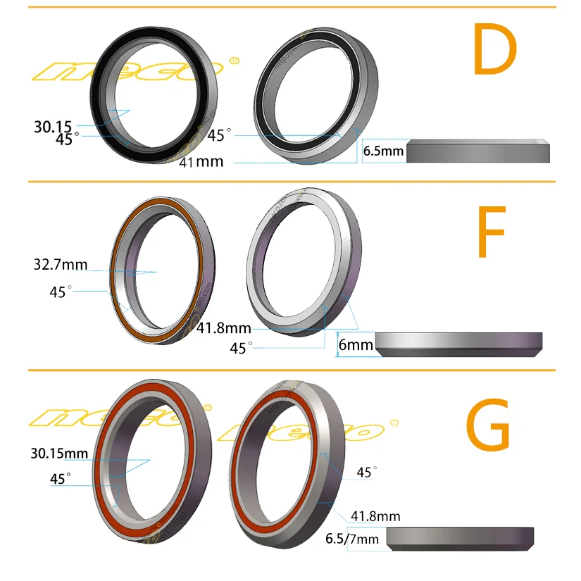 Neco Bearing Road Bike MTB Headset Bearing Bicycle 38 39 41 41.8 43.8 44 46.8 46.9 47 48.9 49 50.8 51 51.8 52 mm for Giant bicycle ball bearing,bike headset bearings