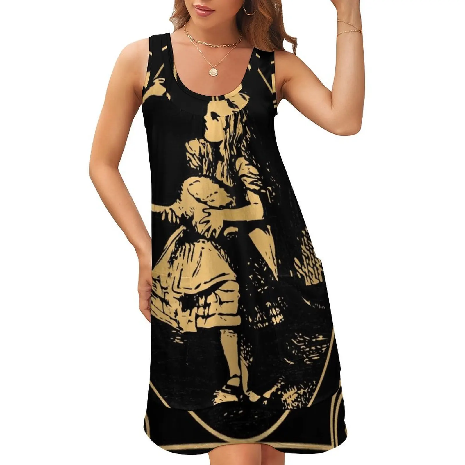 

I don't think he wants to play! Sleeveless U-Neck Fake Two Piece Dress beach dress evening dress women for women summer