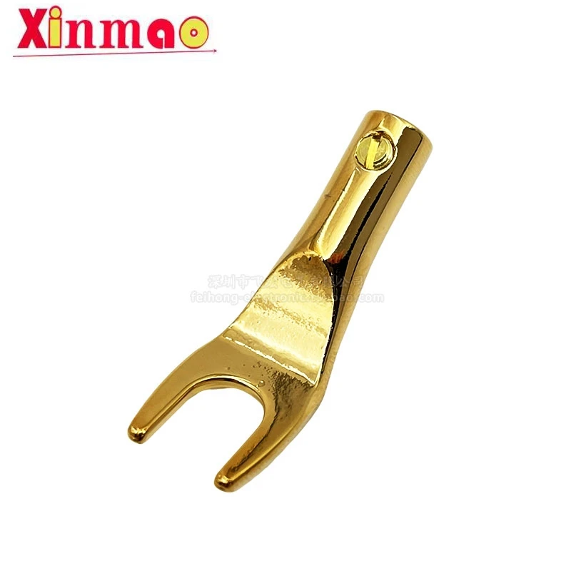 Speaker Audio Cable Y-Type Plug Power Amplifier Cable Fork Banana Plug Pure Copper Gold-Plated Terminal Welding Free