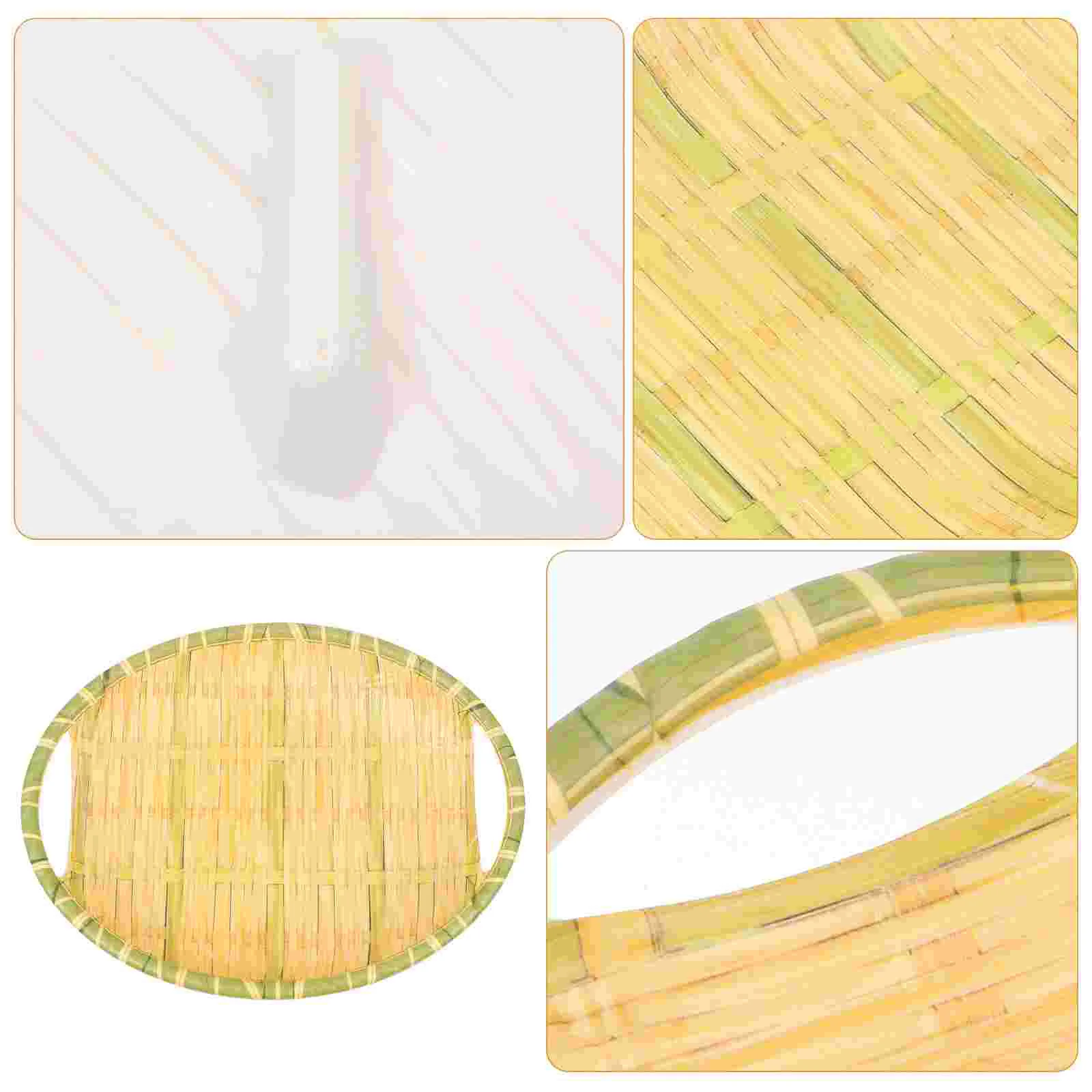 2Pcs Melamine Material Bamboo Style Woven Trays Large Capacity Storage Baskets Home Decor Plates Serving Dishes Kitchen