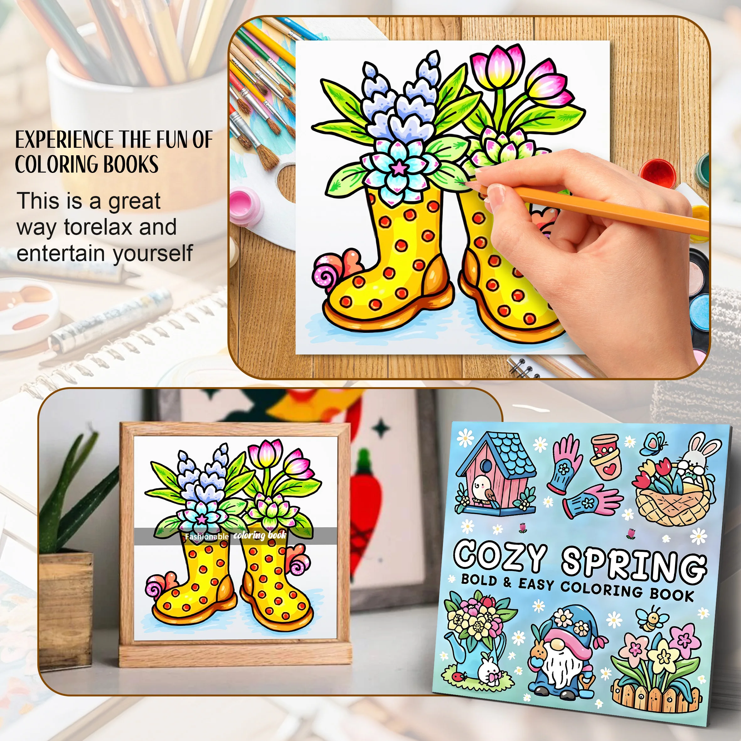 COZY SPRING Bold-easy Patterns Coloring Book for Adults Cute Drawing Book Perfect Gift for Party and Birthday 6