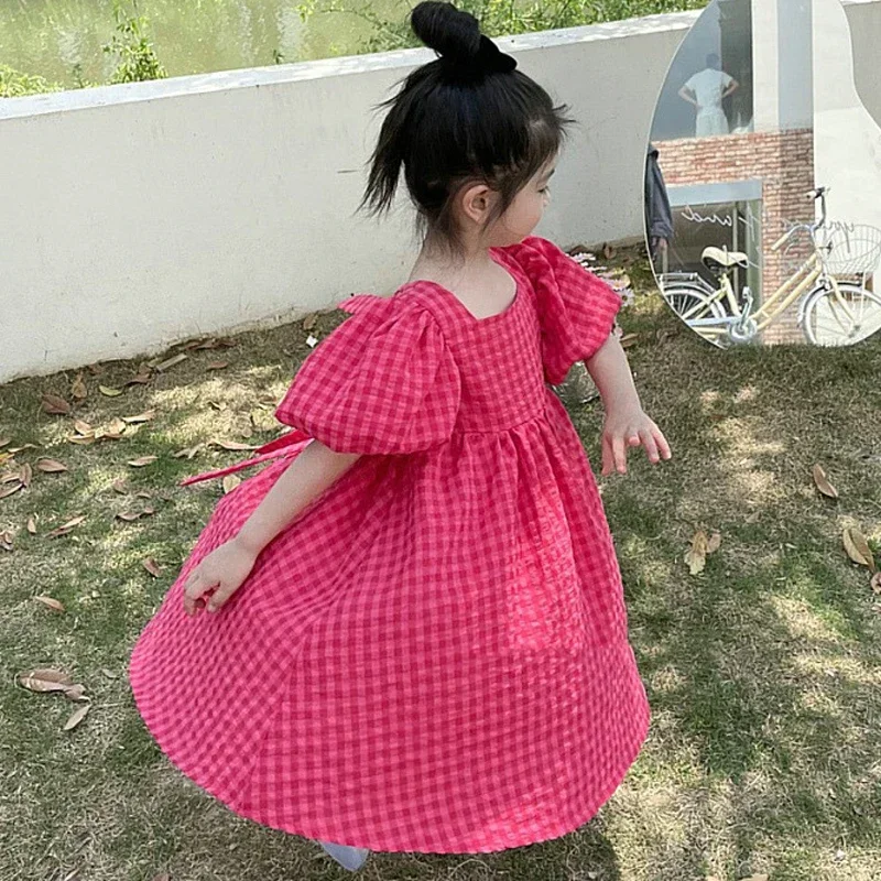 Pitaya Color Plaid Fabric Spring and Summer Yarn-Dyed Polyester-Cotton Washed Fabric Shirt Dress Clothing DIY Red Plaid