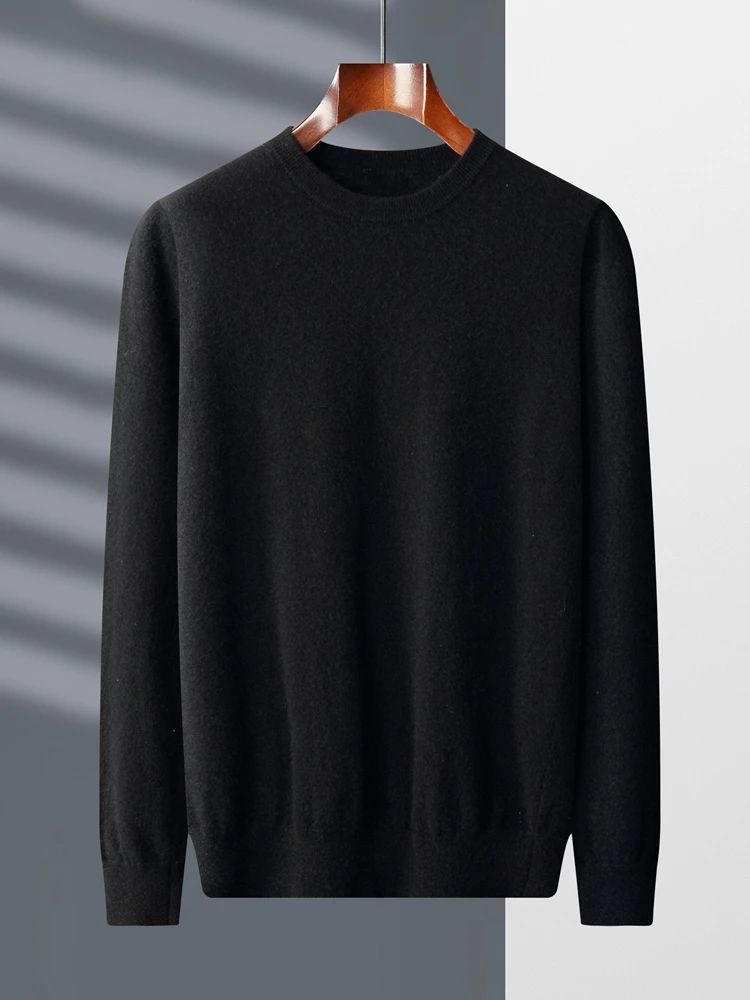 New Fashion Spring and Autumn Men Sweater 100% Cashmere O-Neck Long Sleeve Pullover Casual Plus Size Tops Warm Knit Shirt