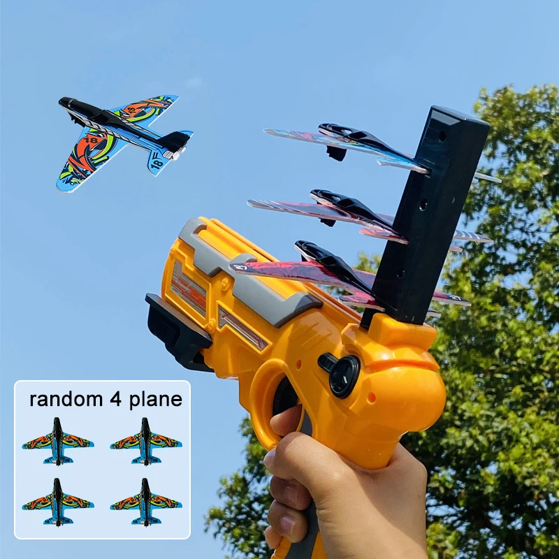 Airplane Launcher Toys Catapult Plane Gun Toy Children Plane Catapult Gun Shooting Game Kids Outdoor Sport Shooting Toys Gift 3