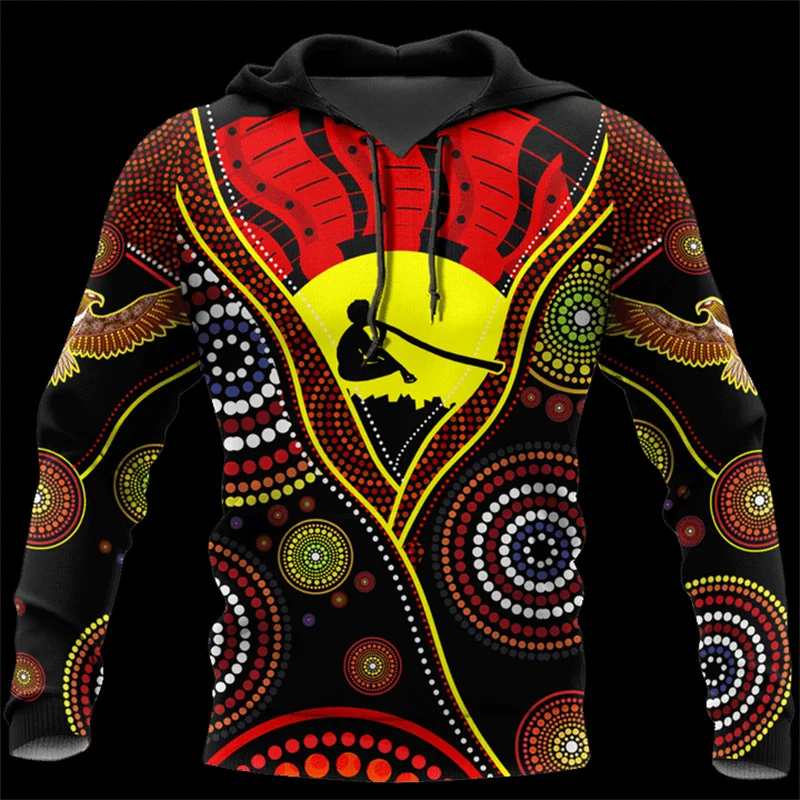 thumbnail image 1 of Novedades en sudaderas y sudaderas Sudadera con capucha aborigen de Australia Sudadera con capucha con estampado 3D para hombres Abrigo tipo jersey Ropa de moda urbana para niños, 1 of 5