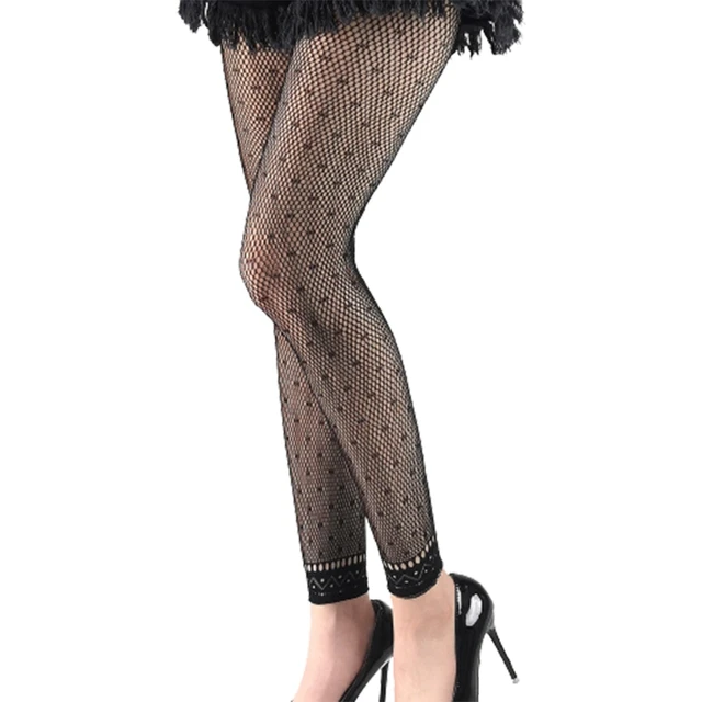 Adult Footless Fishnet Stocking Tights, Black, One Size, Wearable