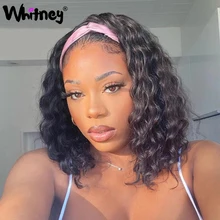 

Indian Hair Water Wave Headband Wig Human Hair Deep Wave Scarf Wigs For Black Women Kinky Curly Headband Wig Cheap Short Wigs