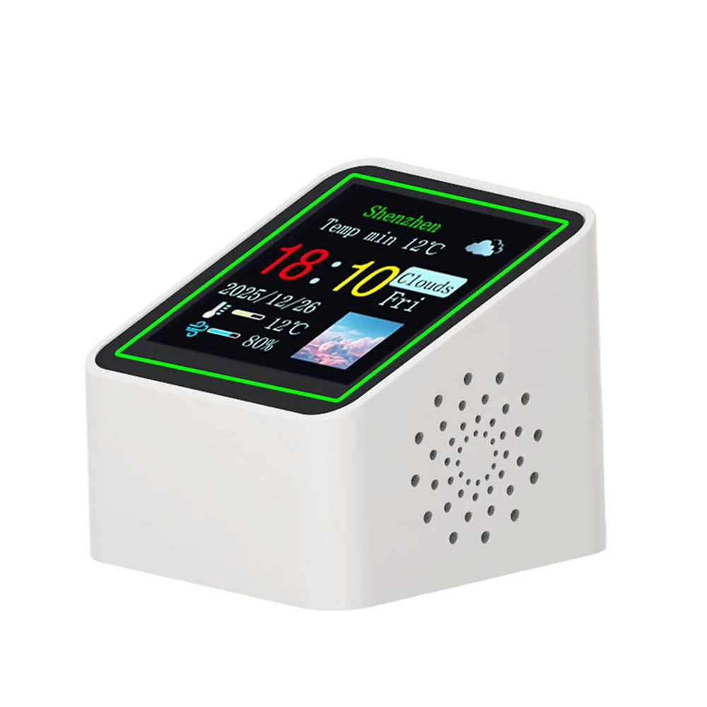 Akıllı Wifi Hava Durumu İstasyonu Ekranı Hava Sıcaklığı Nem Saati Çalar Saat Masaüstü Dekorasyonu