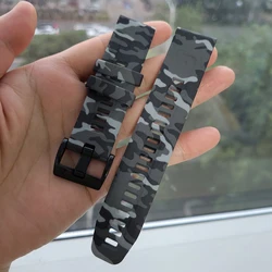 Camouflage Silicone Strap for Multi - Sport Watches - QuickFit 22mm/26mm (Cam LightGray)