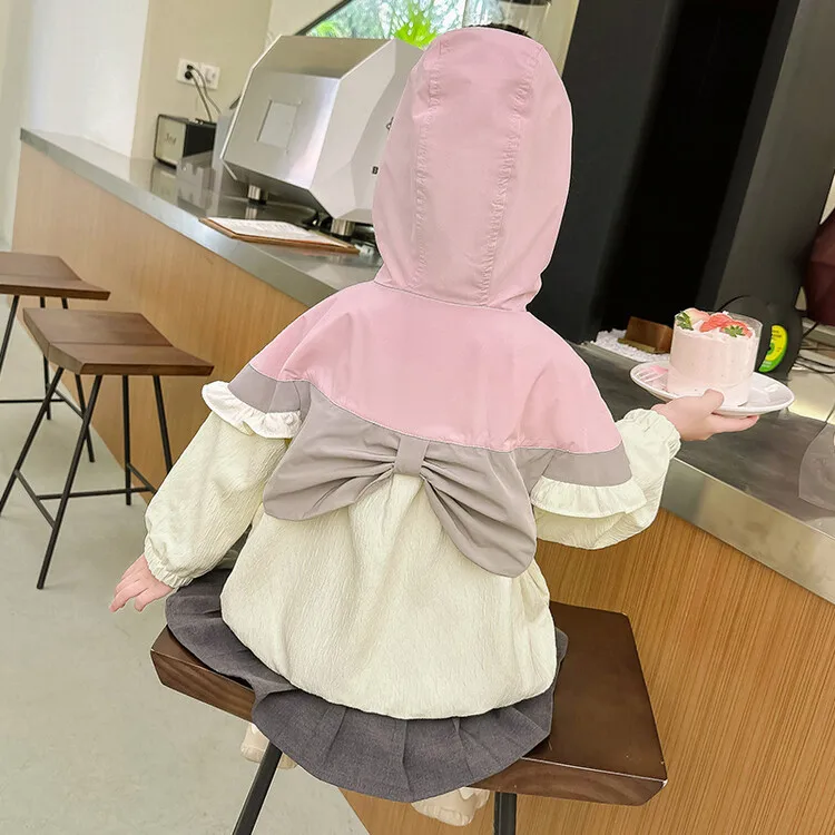 용수철 가을 활 후드 지퍼 소녀 재킷, 2-8 세 아동복, 캐주얼 하드 쉘 코트, 2024 신제품