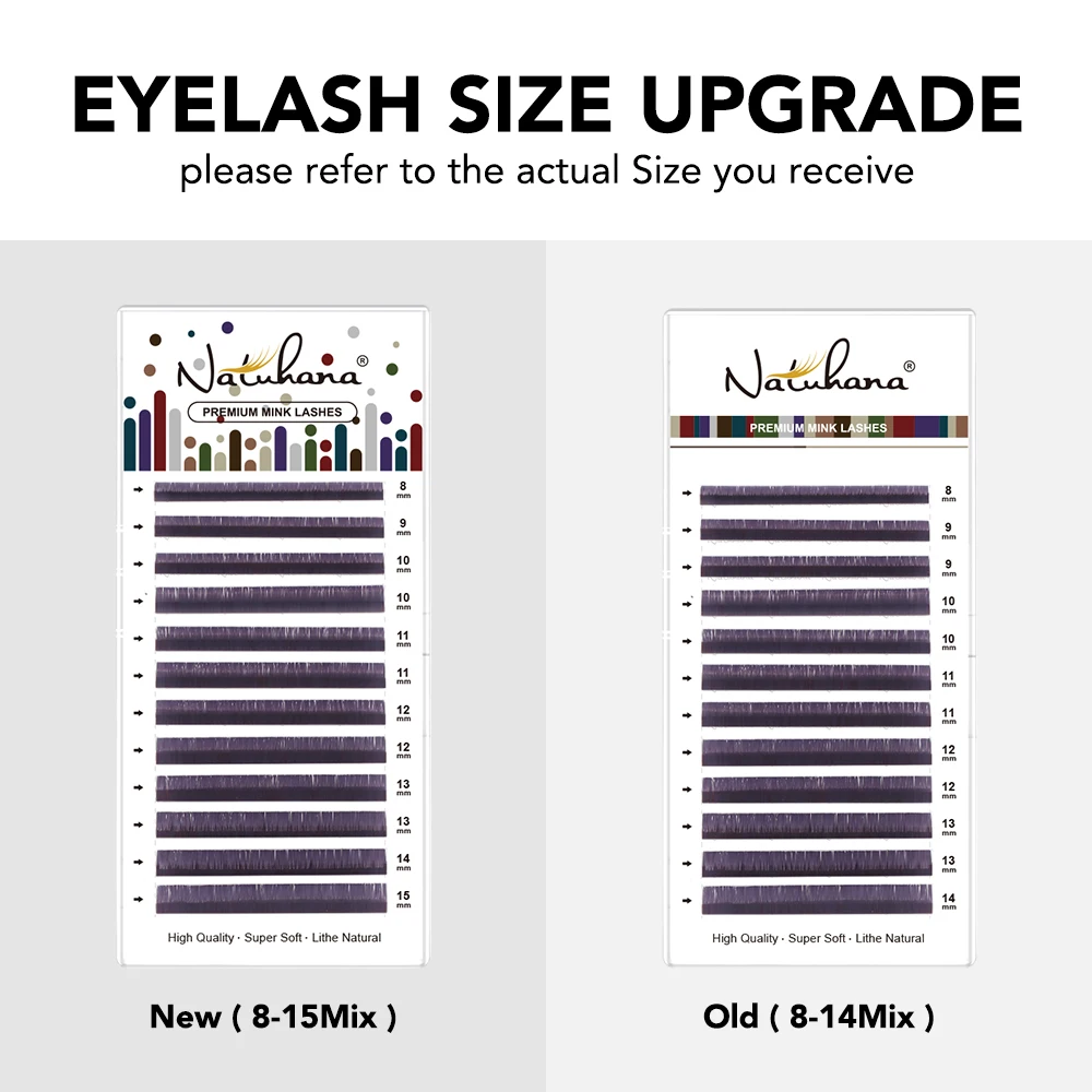 NATUHANA Ombre Color Eyelash Extension Individual Mink Colored Lashes False Gradient Eyelashes Makeup Tools