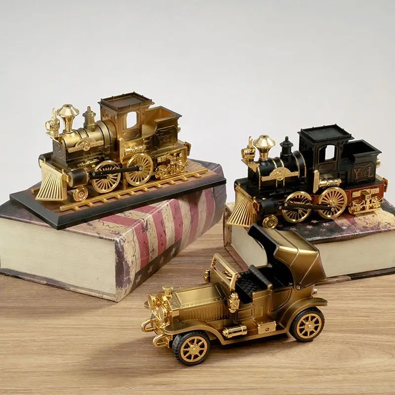 Retro Train Music Box Classic Car Nostalgic Creative Gift Home Decoration Photography Props, music box