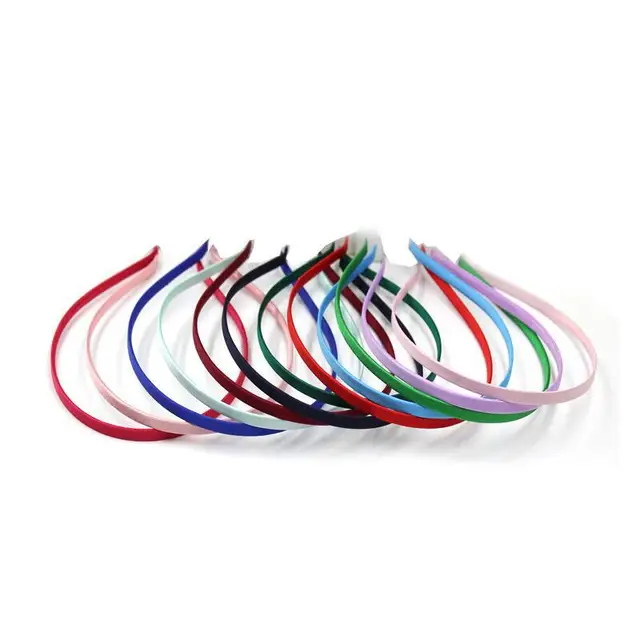 Diademas de satén para niña y mujer, 10 piezas, 5mm, aros coloridos para el pelo, diadema de Metal, accesorios de joyería