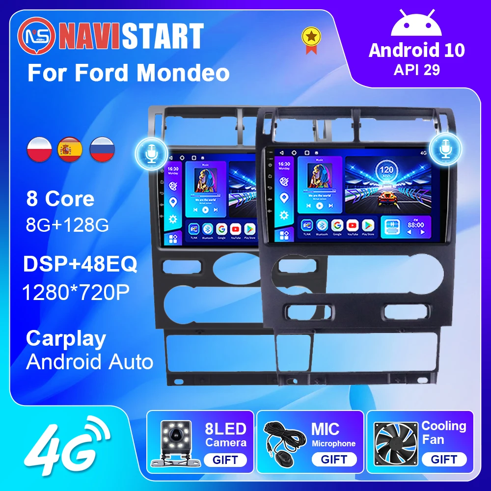 Автомагнитола NAVISTART 8G 128G для Ford Mondeo 2004-2007 мультимедиа 4G WIFI GPS BT Carplay навигация 2 Din